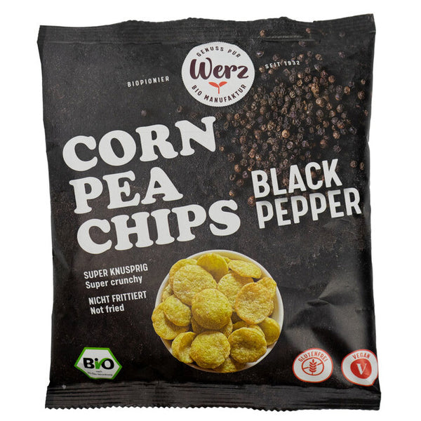 Werz Corn Pea Chips Black Pepper glutenfrei weizenfrei vegan bio