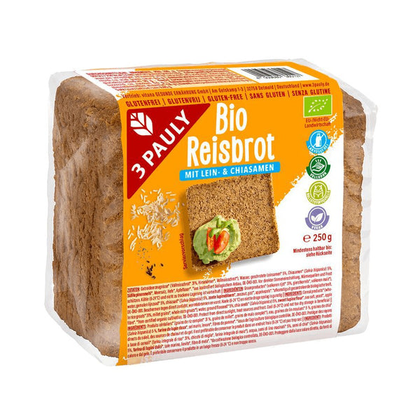 3Pauly Reisbrot mit Lein- & Chiasamen glutenfrei weizenfrei Gebäck Bio
