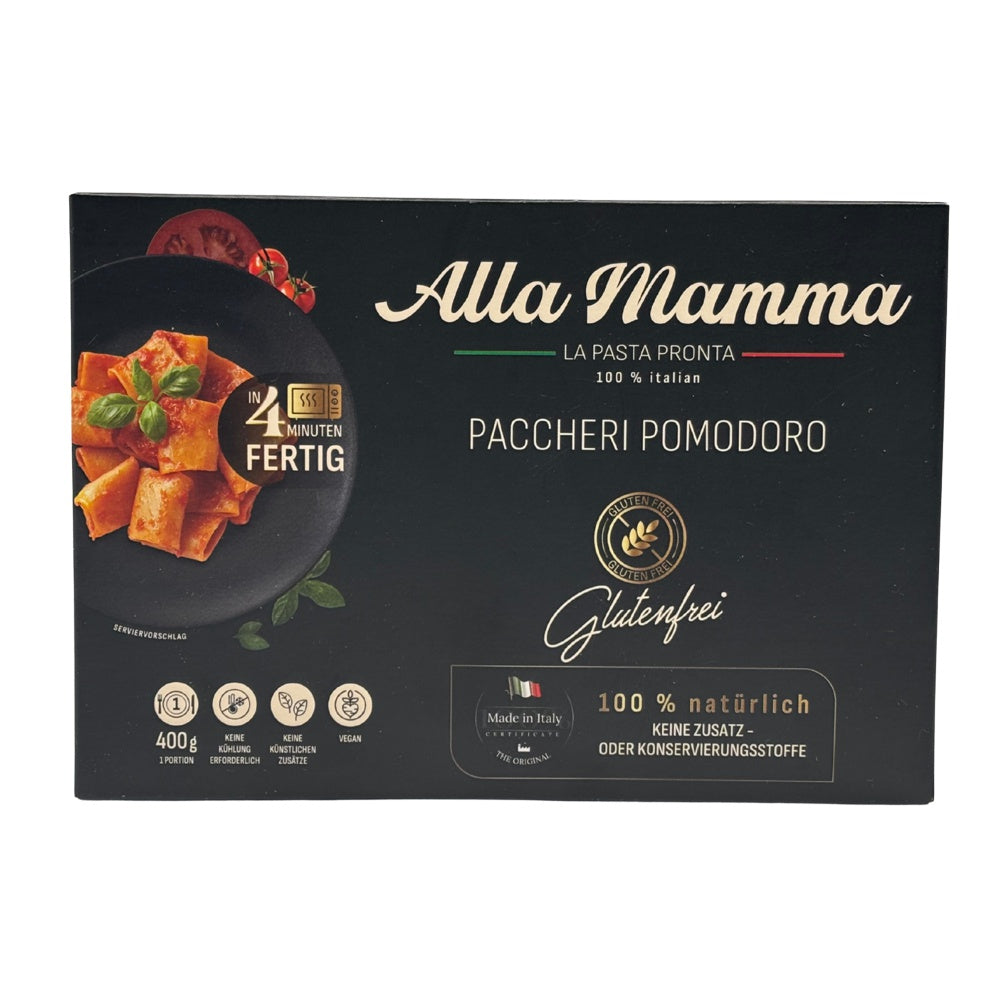 Alla Mamma Paccheri Pomodoro glutenfrei Fertiggericht Schnellgericht