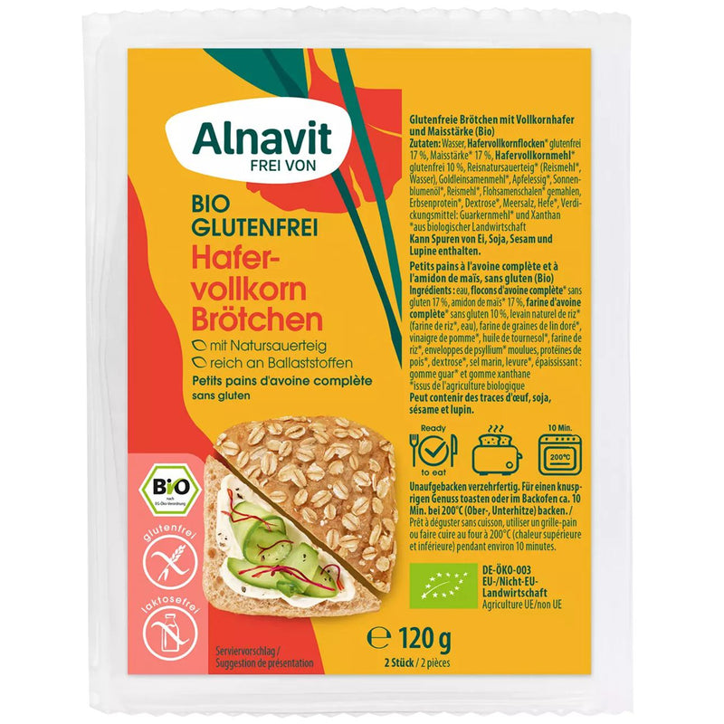 Alnavit Hafervollkorn Brötchen glutenfrei Brot Gebäck weizenfrei bio