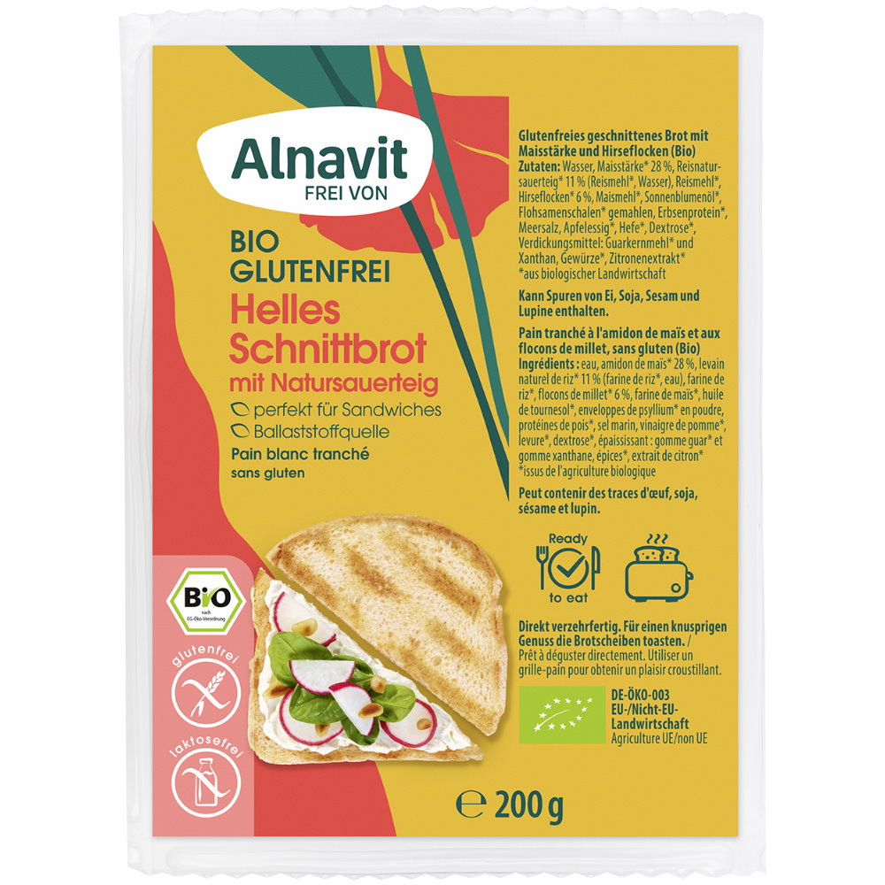 Alnavit Helles Schnittbrot glutenfrei weizenfrei vegan Natursauerteig