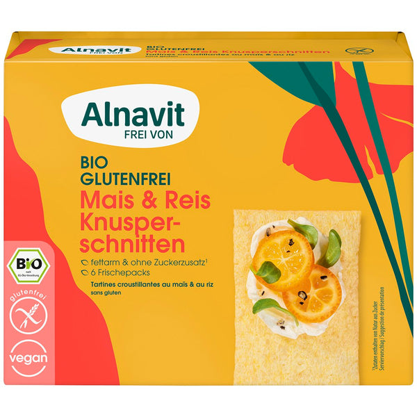 Alnavit Mais Reis Knusperschnitte glutenfrei weizenfrei bio vegan