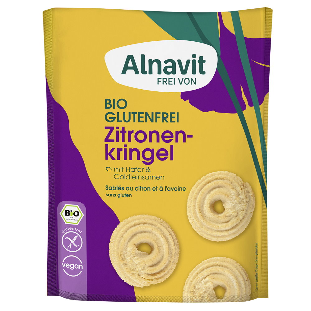 Alnavit Bio Zitronenkringel mit Hafer und Goldleinsamen glutenfrei
