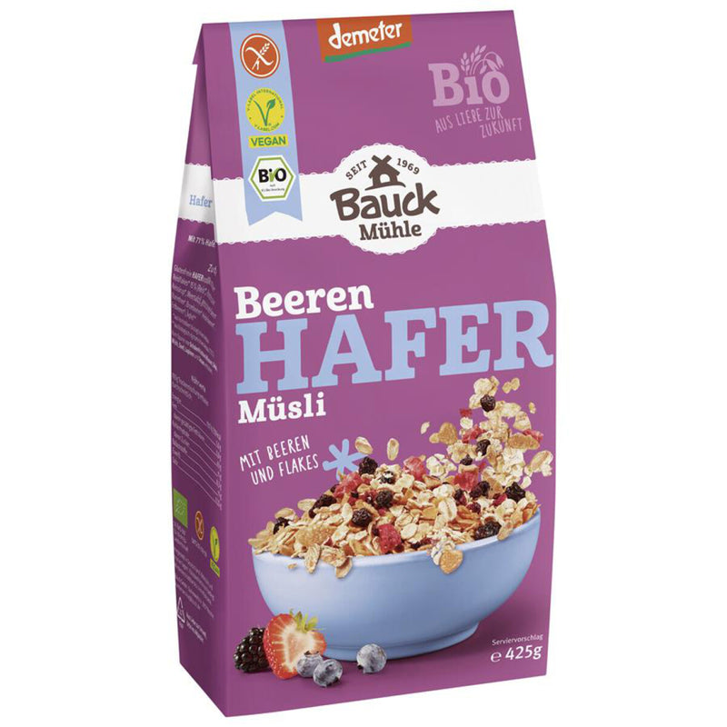 Bauckhof Beeren Müsli Hafer glutenfrei weizenfrei bio Frühstück vegan