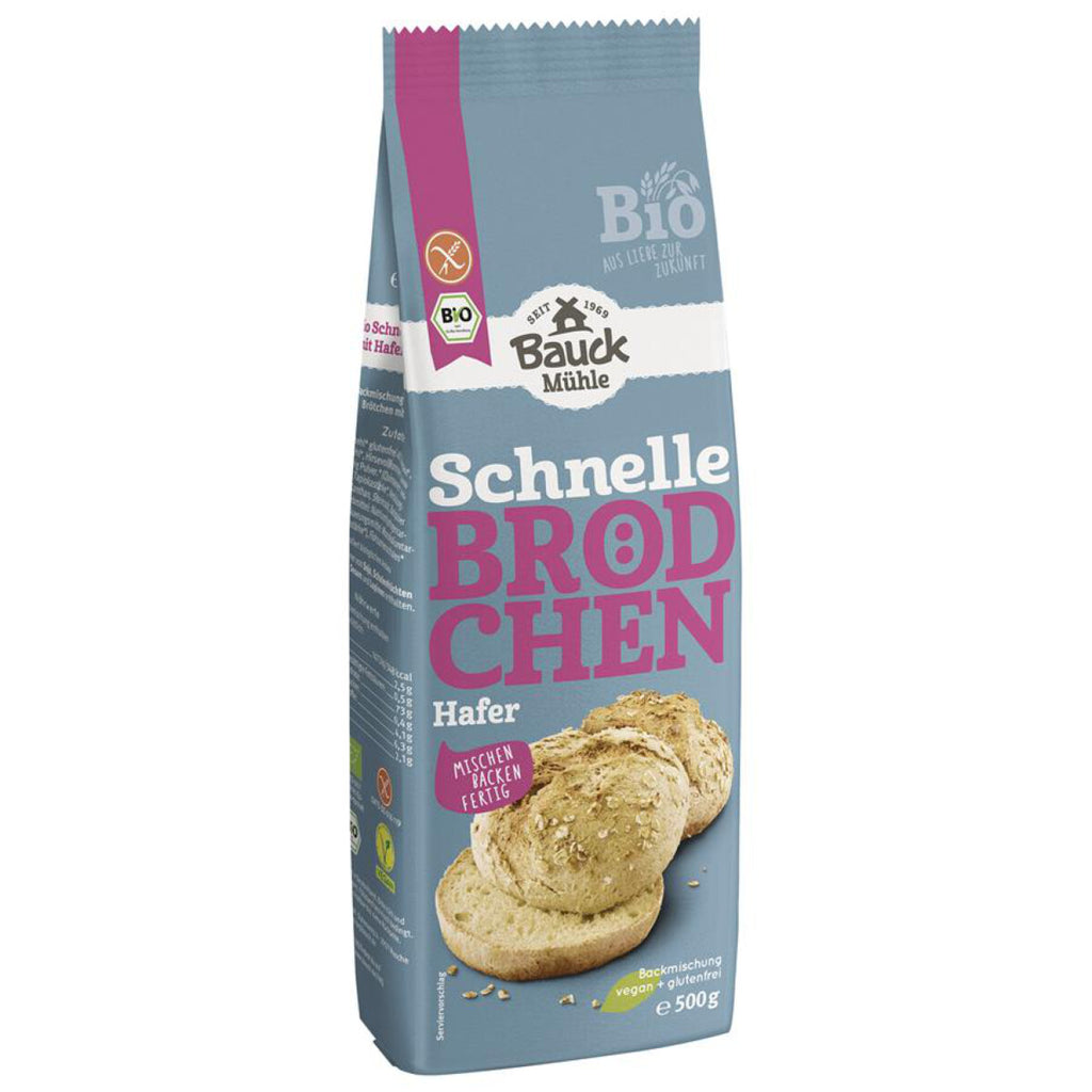 Bauck Mühle Bauckhof Schnelle Brötchen Hafer Backmischung glutenfrei weizenfrei bio vegan