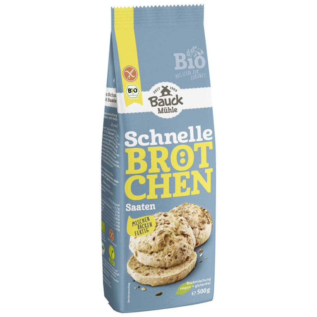 Bauck Mühle Bauckhof Schnelle Brötchen Saaten Backmischung glutenfrei weizenfrei bio vegan
