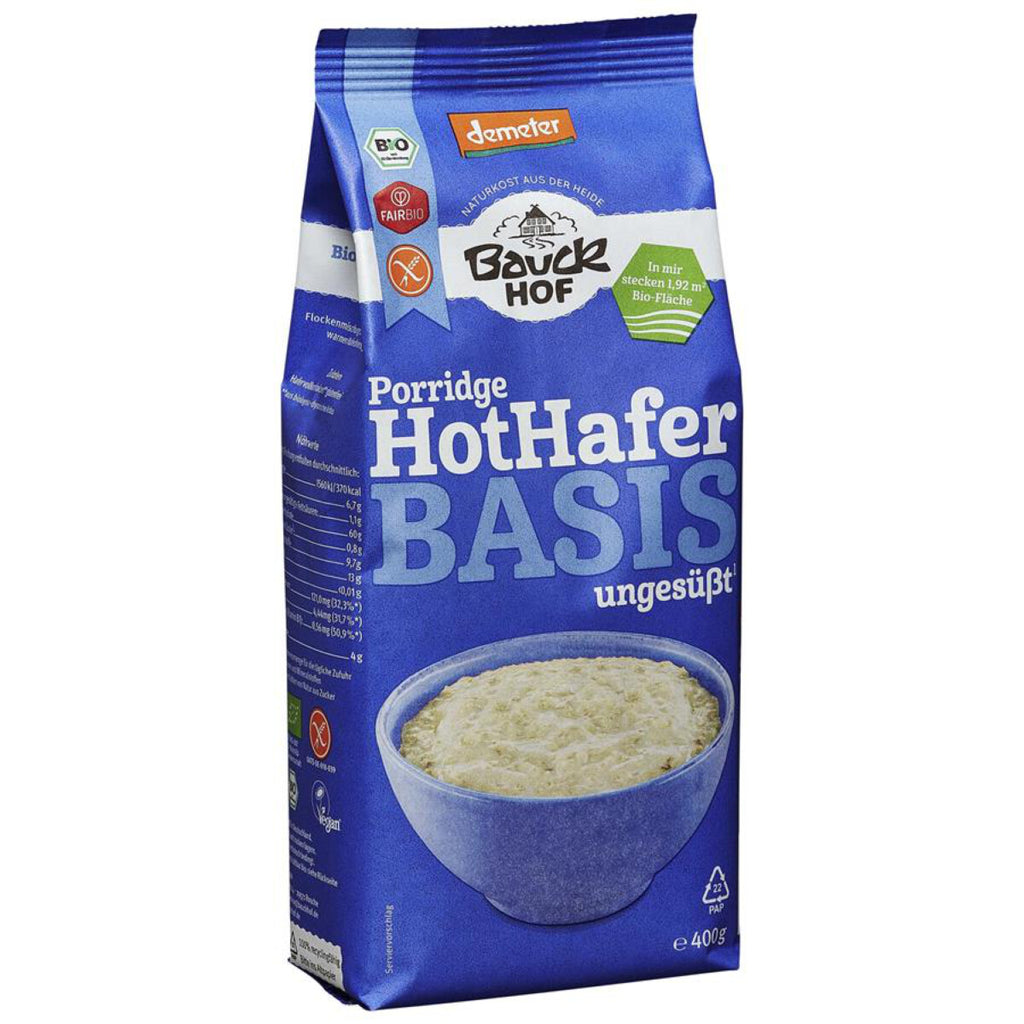 Bauckhof Hot Hafer Basis Haferbrei Porridge glutenfrei weizenfrei bio