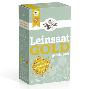 Bauck Leinsaat Gold geschrotet Leinsamen glutenfrei bio Omega3
