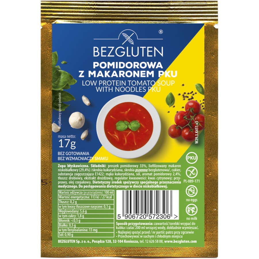 PKU Pasta Tomatensuppe eiweißarm glutenfrei Bezgluten Fertigsuppe