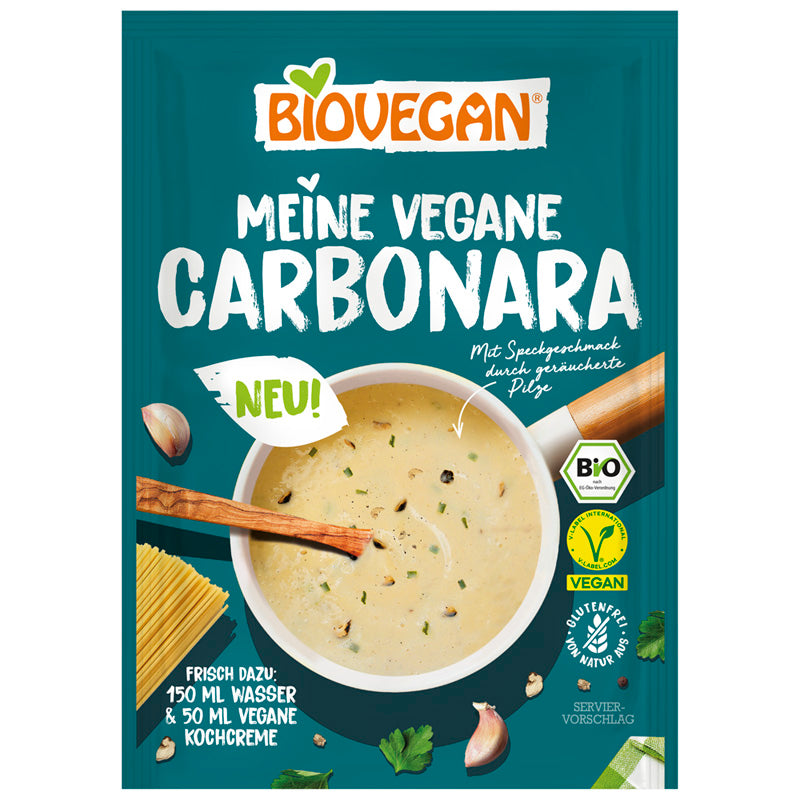 Biovegan Vegane Carbonara Sauce glutenfrei weizenfrei bio Zöliakie