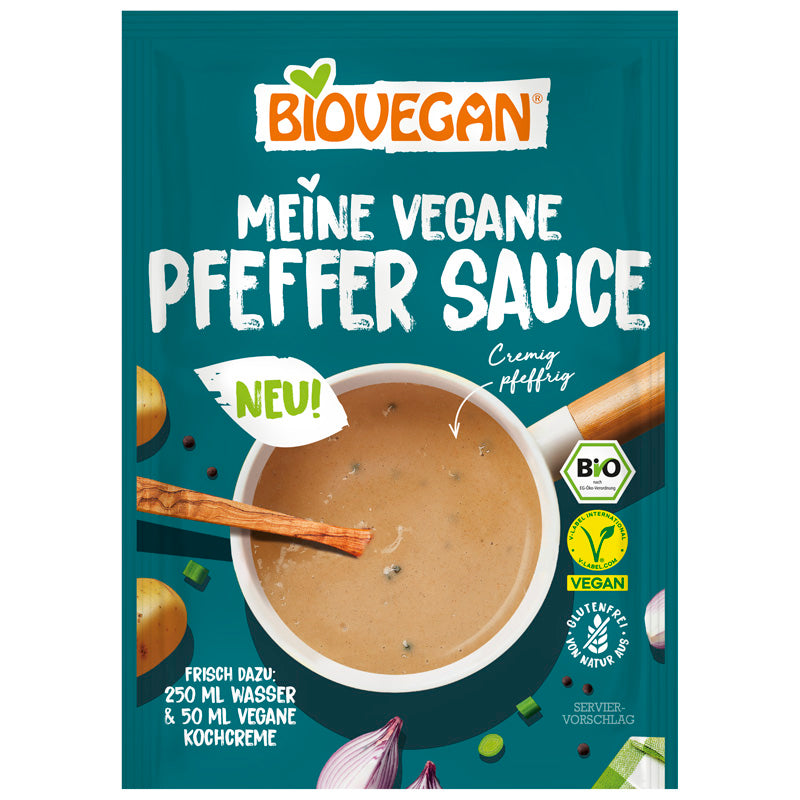 Biovegan Vegane Pfeffer Sauce gutenfrei weizenfrei bio Zöliakie