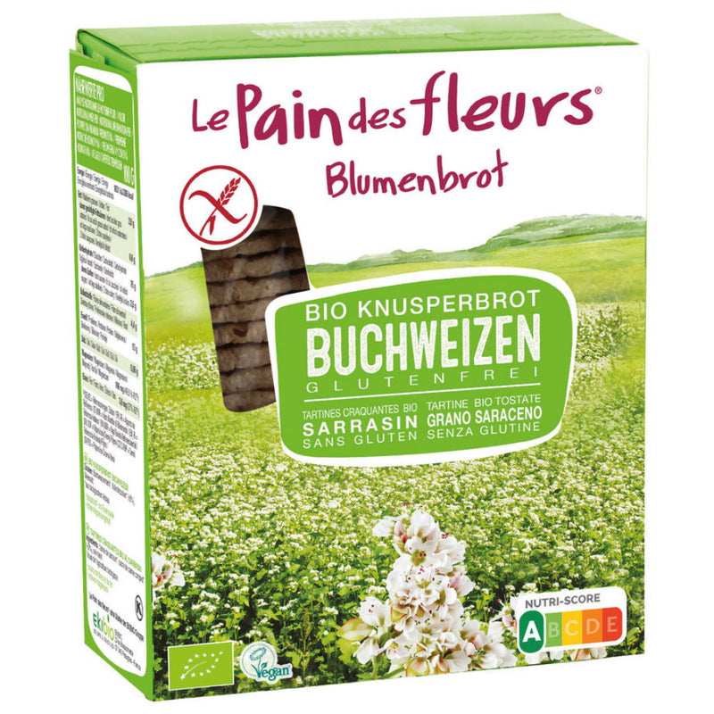 Blumenbrot Buchweizen Schnitte Knusperbrot glutenfrei weizenfrei bio vegan