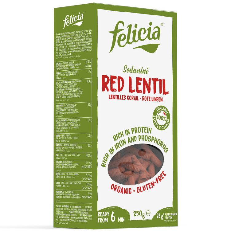 Felicia Bio Rote Linsen Sedanini Pasta Nudeln glutenfrei weizenfrei