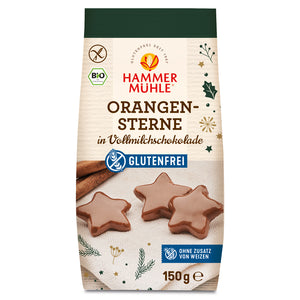 Hammermühle Bio Orangensterne Vollmilchschokolade glutenfrei weizenfrei 