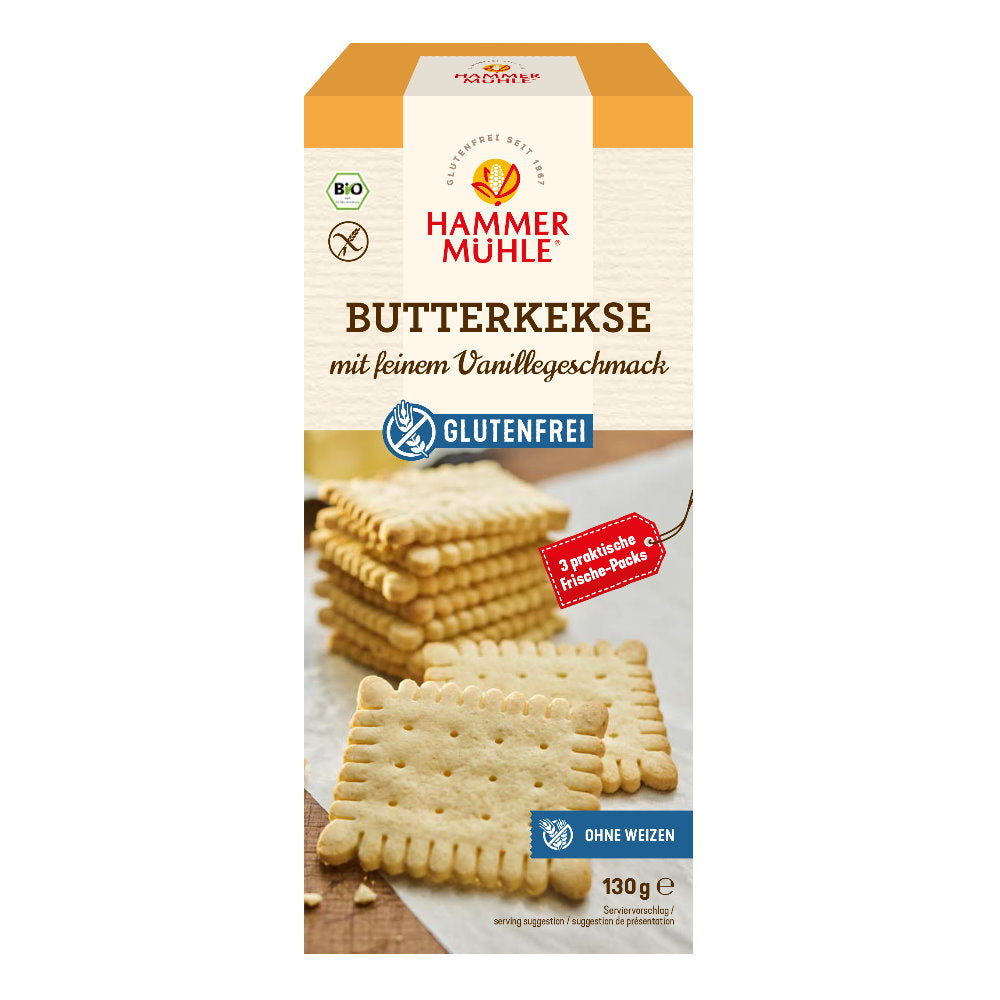 Hammermühle Butterkeks mit feinem Vanillegeschmack glutenfrei bio ohne weizen
