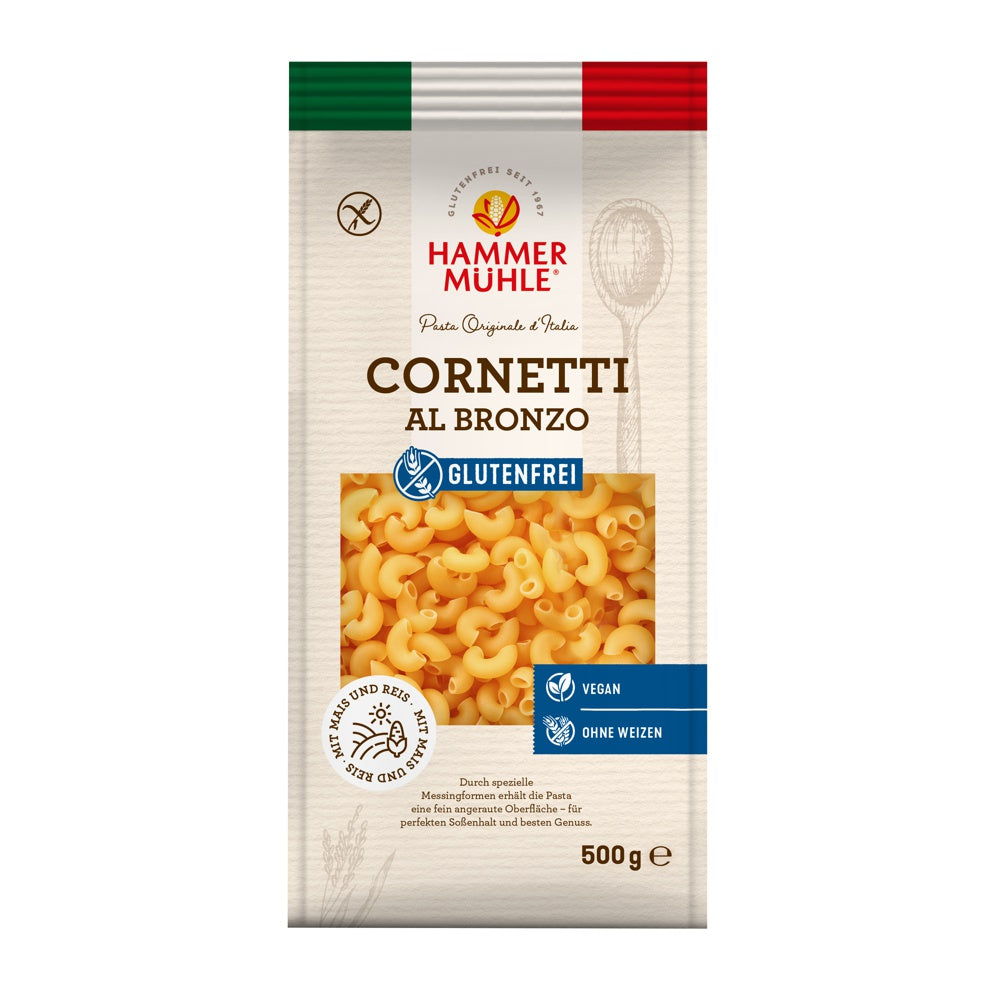 Hammermühle Cornetti Al Bronzo Hörnchen Nudeln Pasta Glutenfrei vegan