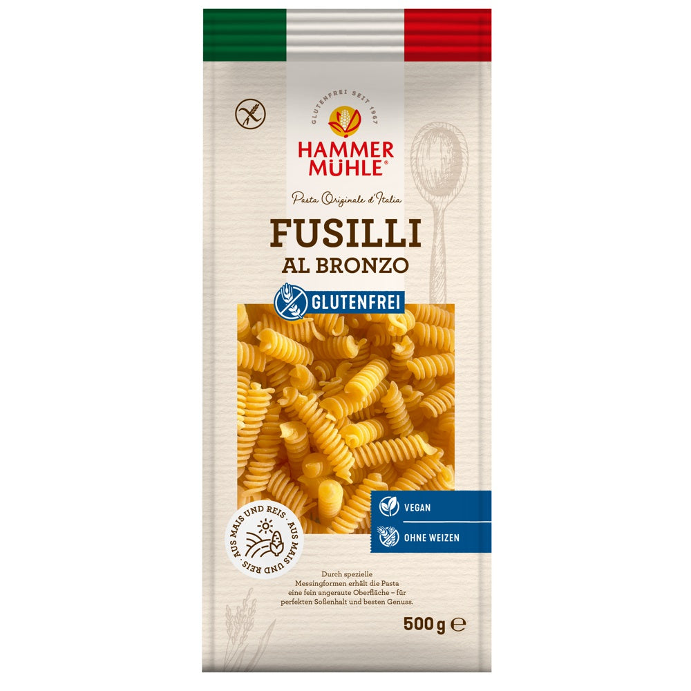 Hammermühle Fusilli al Bronzo Pasta Teigewaren Nudeln glutenfrei vegan