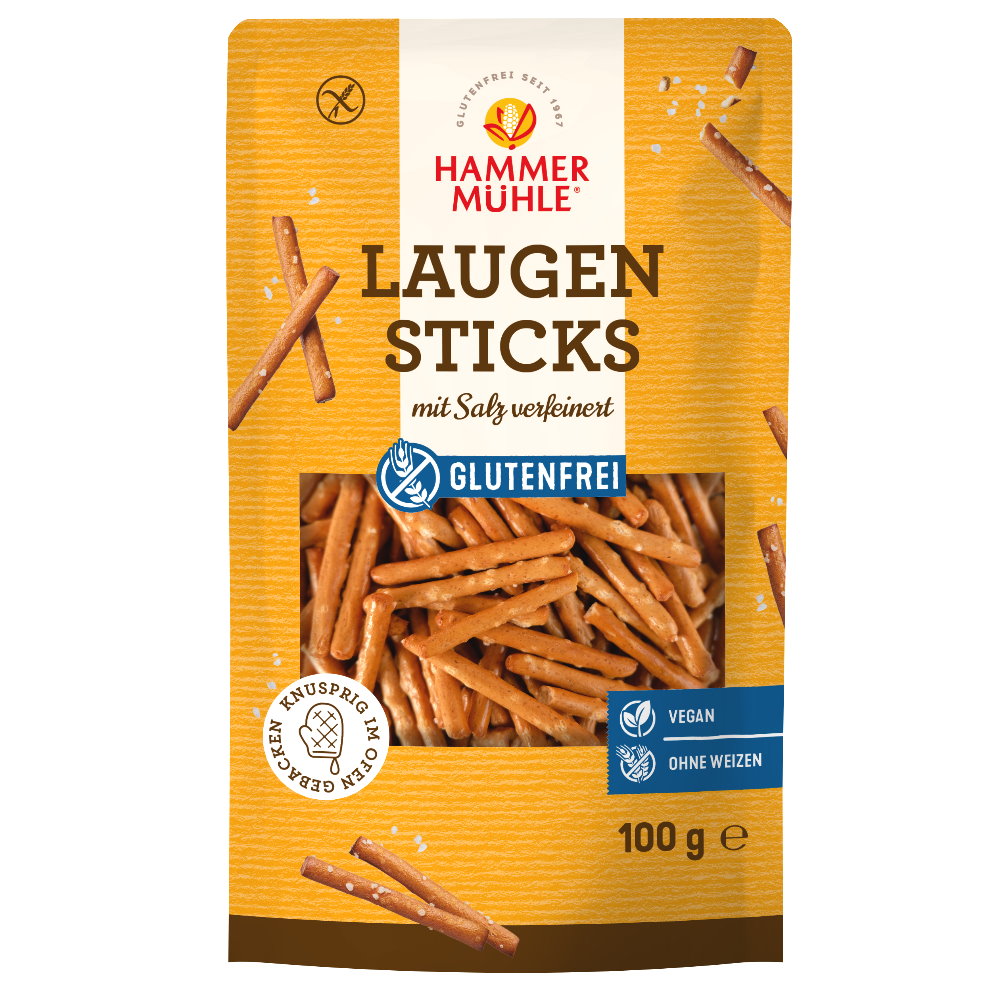 Hammermühle Laugen Sticks Party Snack glutenfrei weizenfrei vegan