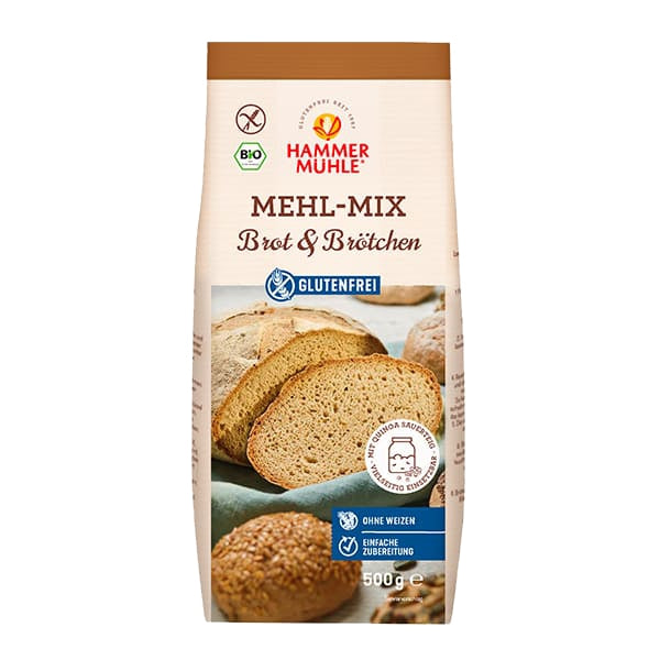 Hammermühle Mehl Mix Brot & Brötchen Bio glutenfrei Backmischung vegan