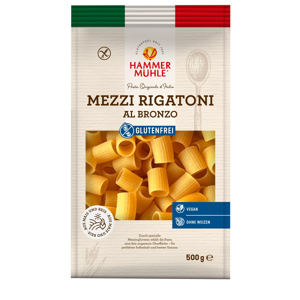 Hammermühle Mezzi Rigatoni al Bronzo Nudeln Pasta Glutenfrei vegan