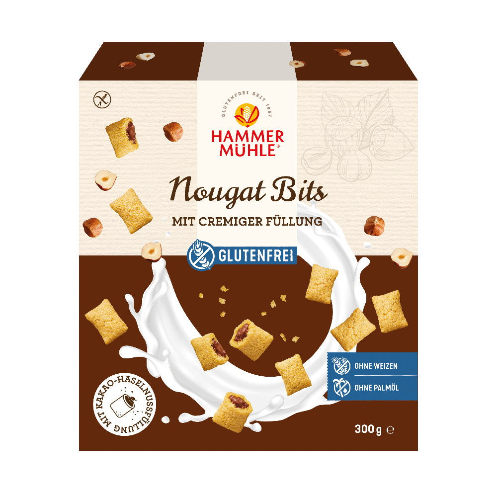 Hammermühle Nougat Bits Kakaotaschen glutenfrei weizenfrei Frühstück