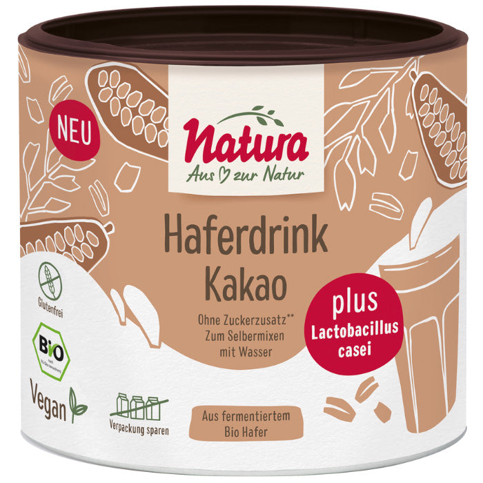 Natura Haferdrinkpulver Kakao ohne Zuckerzusatz glutenfrei vegan bio