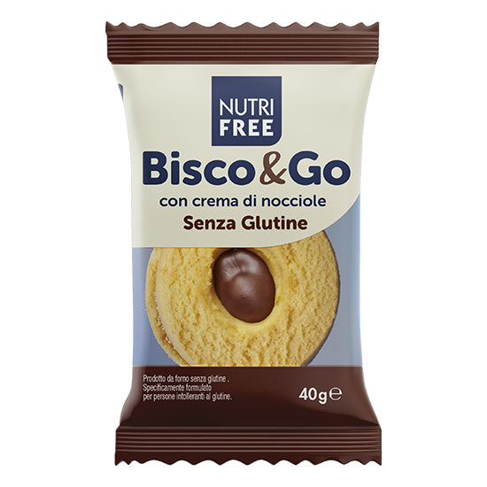 Nutri Free Bisco & Go mit Haselnusscreme glutenfreie Mürbteigkekse 