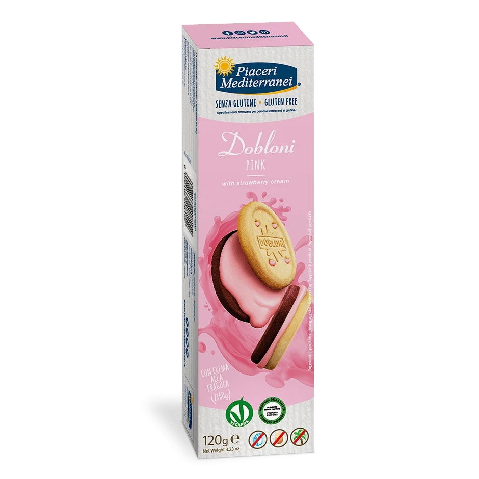 Piaceri Mediterranei Dobloni Pink Keks mit Erdbeercreme glutenfrei 