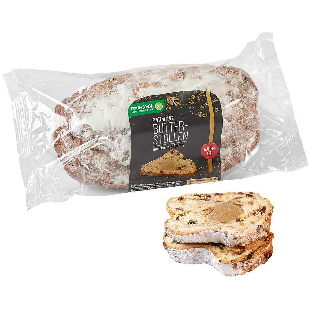 Poensgen Butterstollen mit Marzipanfüllung glutenfrei Weihnachten