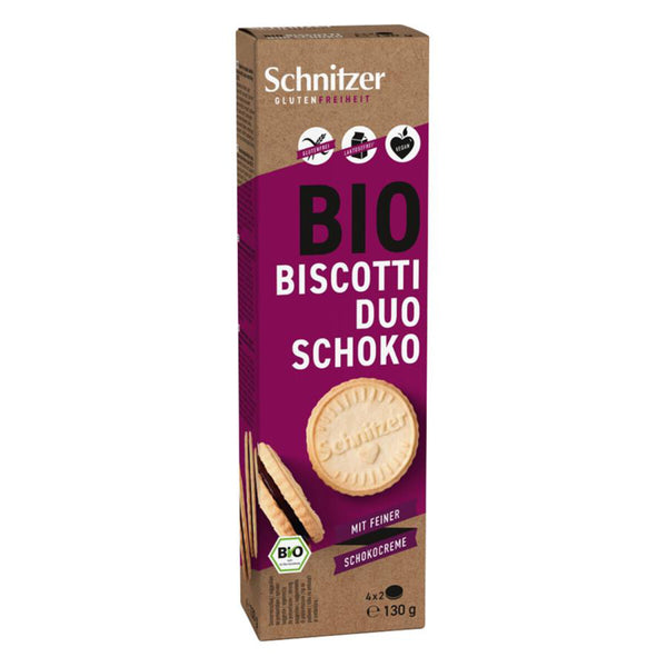 Schnitzer Biscotti Duo Schoko Bio glutenfrei Keks mit Schokocreme
