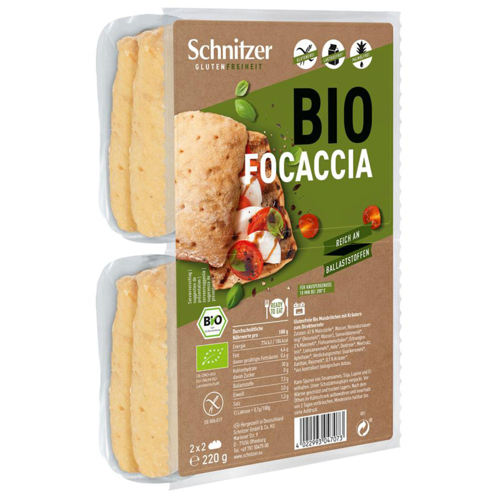 Schnitzer Focaccia Brot Gebäck Italien glutenfrei weizenfrei bio