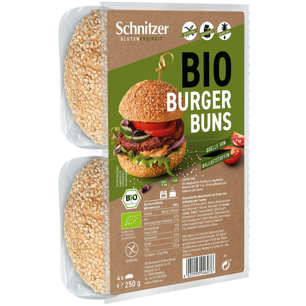 Schnitzer Hamburger Buns Brötchen glutenfrei weizenfrei bio Zöliakie