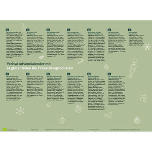 Verival Adventskalender Box glutenfrei Müsli und Porridge Brei vegan bio
