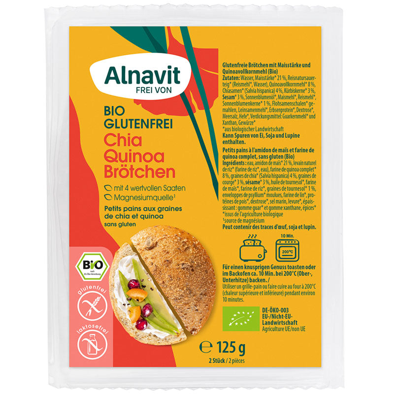 Alnavit Chia Quinoa Brötchen glutenfrei weizenfrei laktosefrei bio