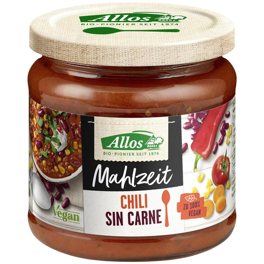 Allos Mahlzeit Chili Sin Carne Fertiggericht glutenfrei weizenfrei bio