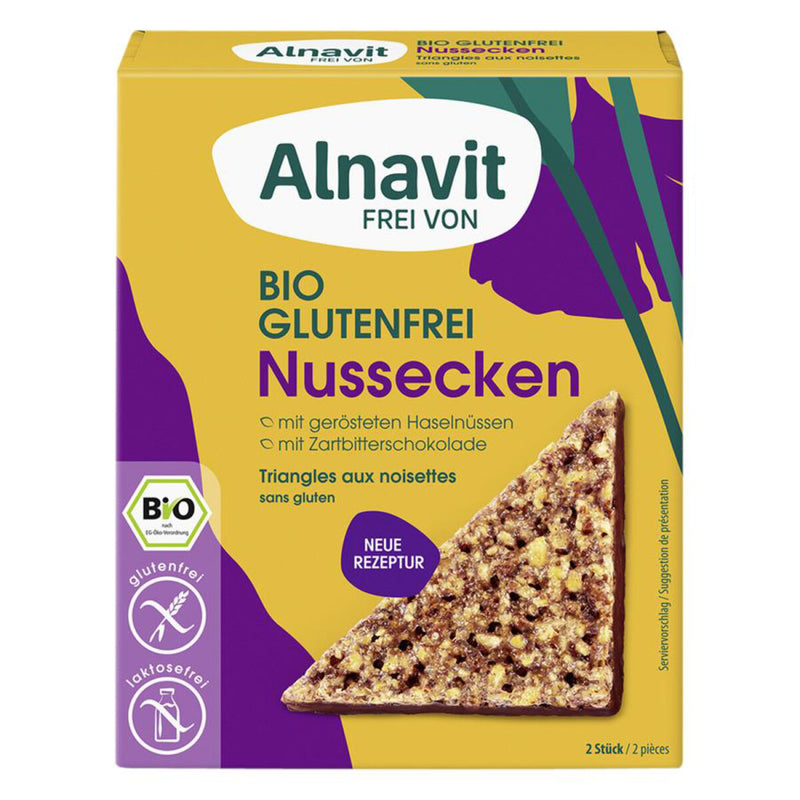 Alnavit Nussecken mit Zartbitterschokolade glutenfrei weizenfrei bio