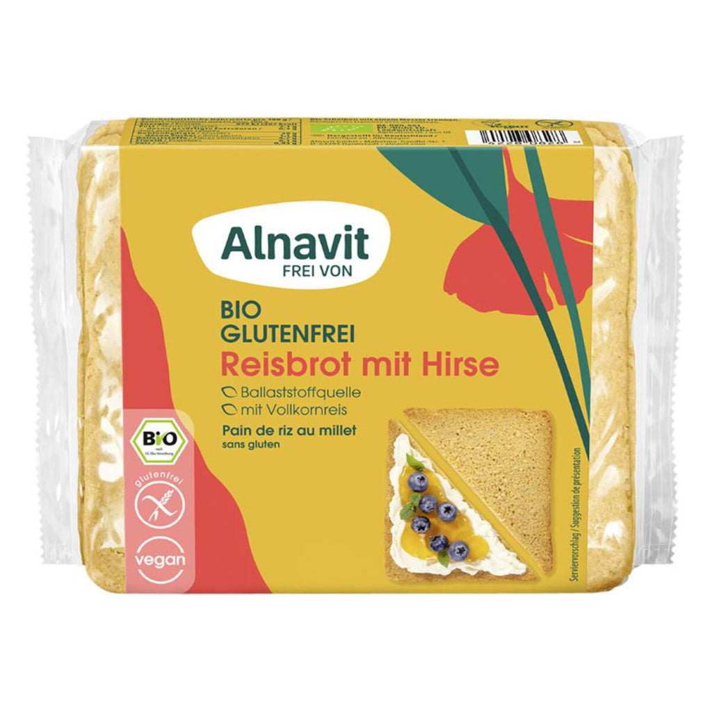 Alnavit Bio Reisbrot mit Hirse glutenfrei weizenfrei Zöliakie