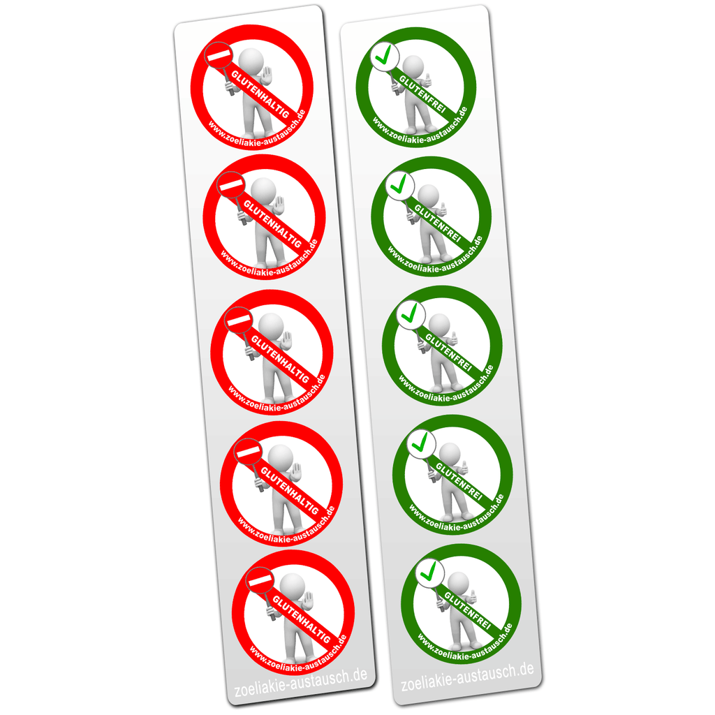 Zöliakie Austausch Aufkleber 10 Stk. Glutenfrei Glutenhaltig