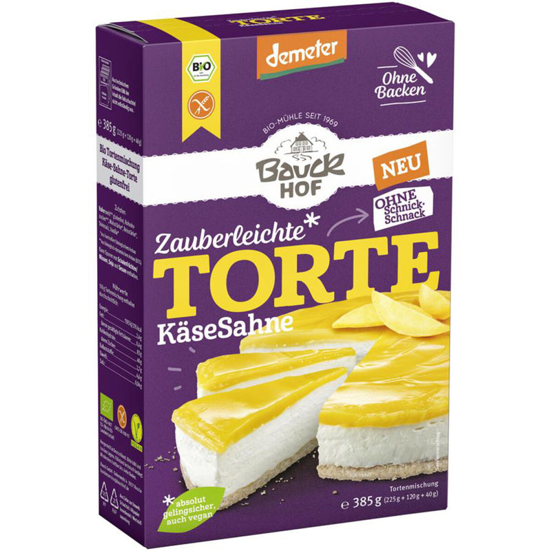 Bauckhof Torte Käse Sahne Backmix glutenfrei weizenfrei Bio demeter