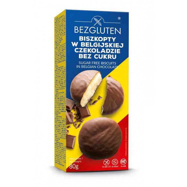 Bezgluten Biskuitkekse Zuckerfrei mit Belgischer Schokolade glutenfrei weizenfrei