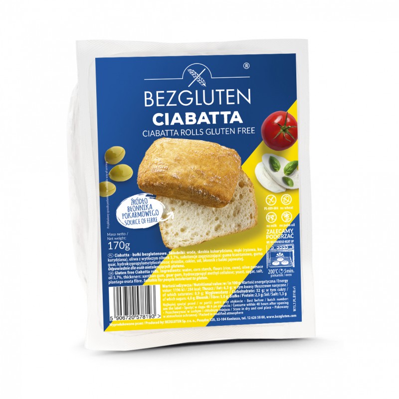 Bezgluten Ciabatta Brötchen Gebäck glutenfrei weizenfrei Zöliakie