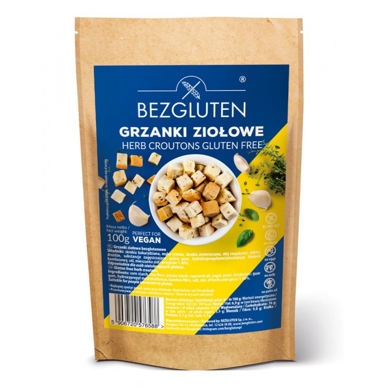 Bezgluten Croutons mit Kräutern für Suppen und Salate glutenfrei