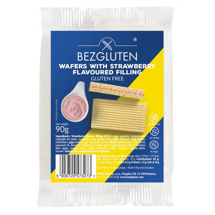 Bezgluten Erdbeercreme Waffeln glutenfrei weizenfrei