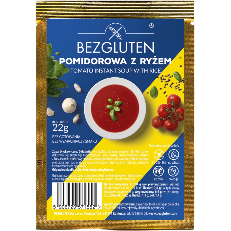 Bezgluten Tomatensuppe mit Reis glutenfrei weizenfrei laktosefrei