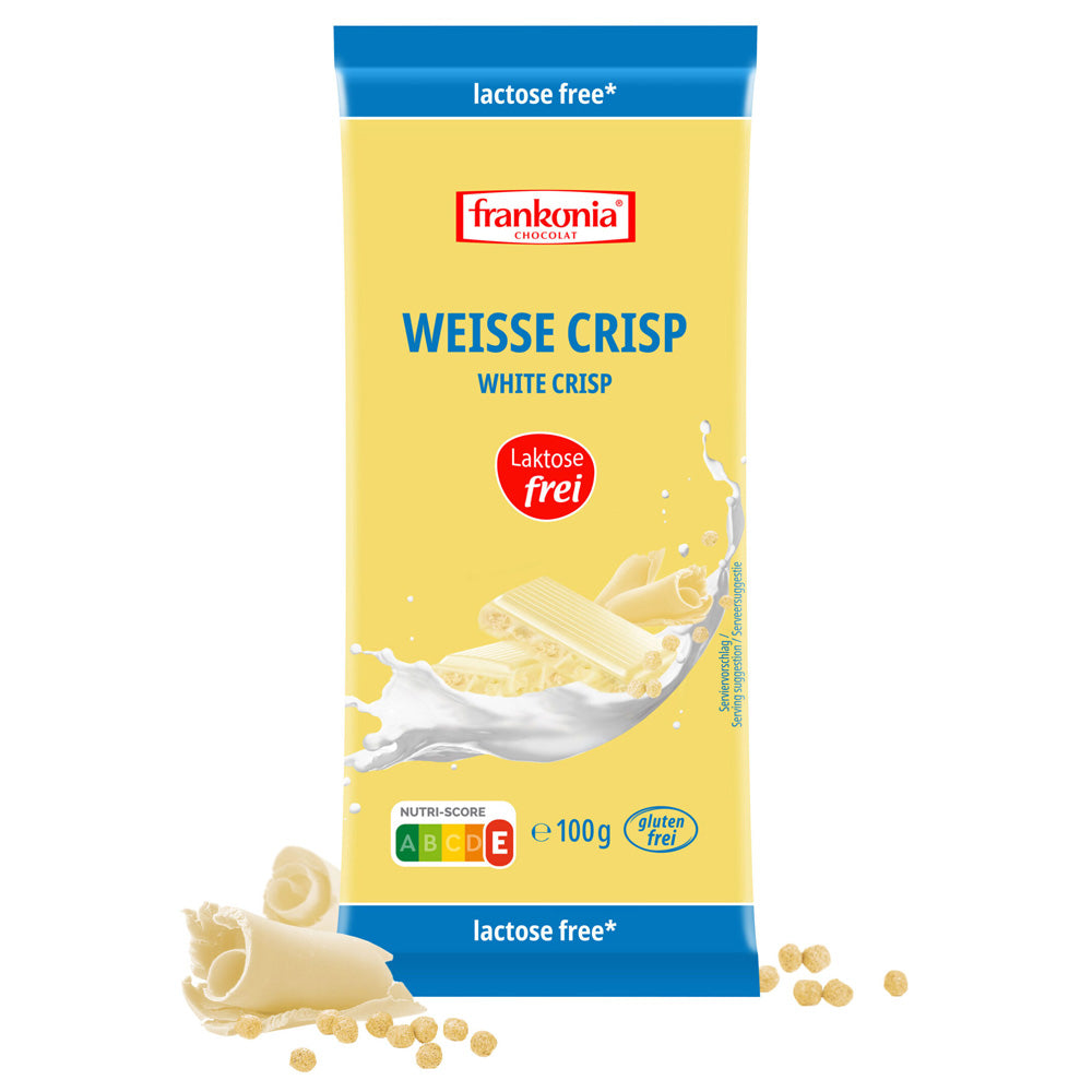 Frankonia Weiße Schokolade mit Crispies laktosefrei glutenfrei 