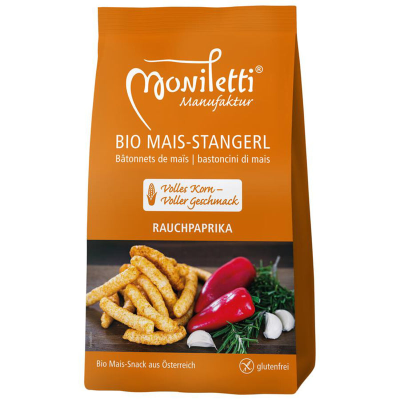 Moniletti BIO Maisstangerl Rauchpaprika glutenfrei weizenfrei Zöliakie