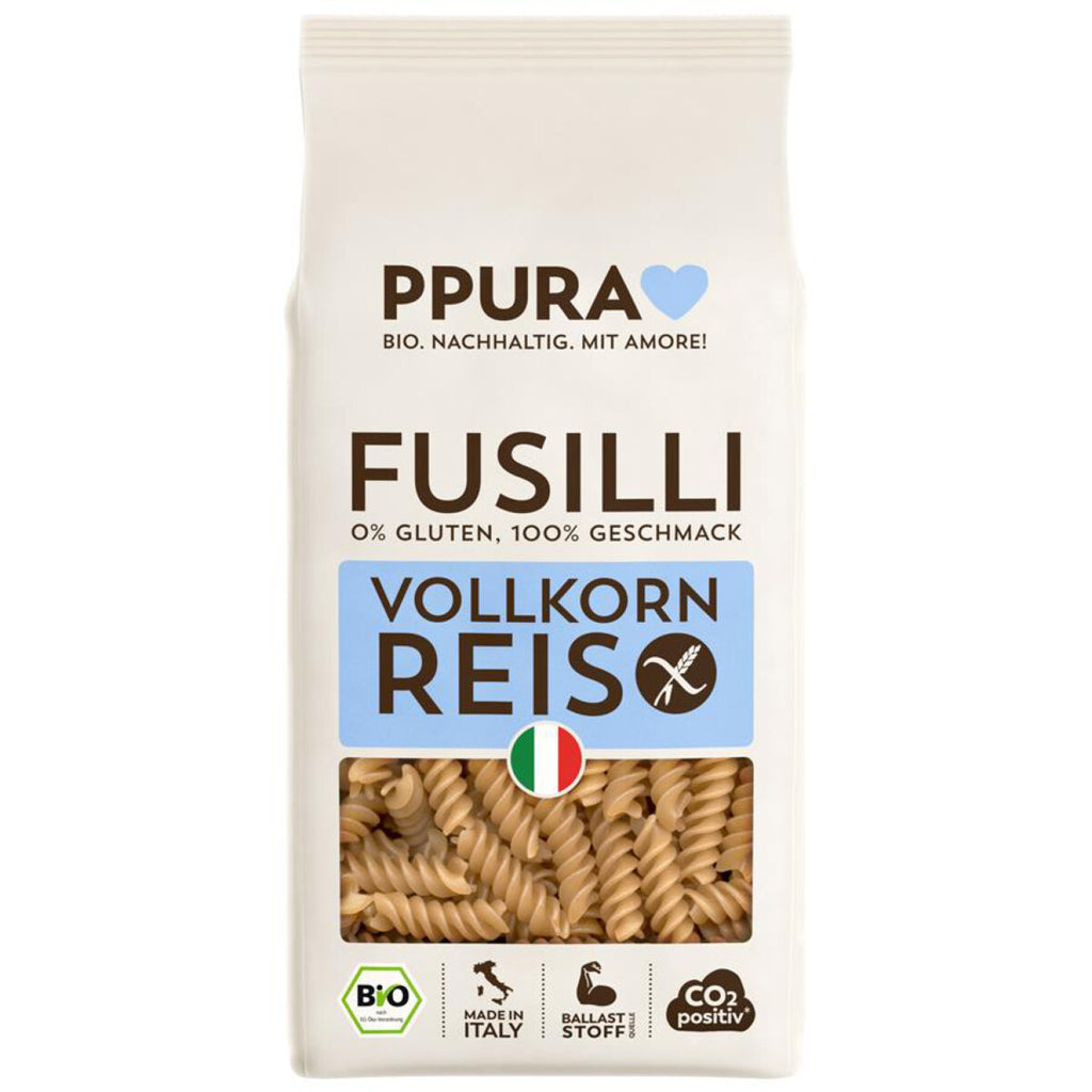 PPURA Vollkornreis Fusilli Teigwaren Pasta glutenfrei weizenfrei