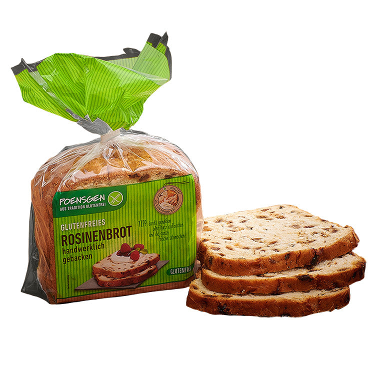 Poensgen Rosinenbrot geschnitten glutenfrei Gebäck Zöliakie