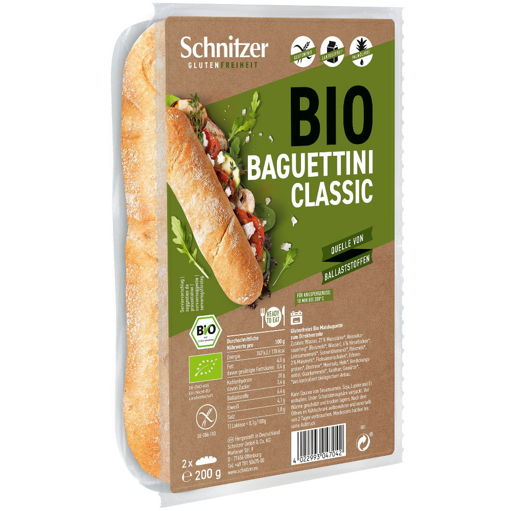 Schnitzer Baguettini Bianco Classic Baguett glutenfrei weizenfrei bio