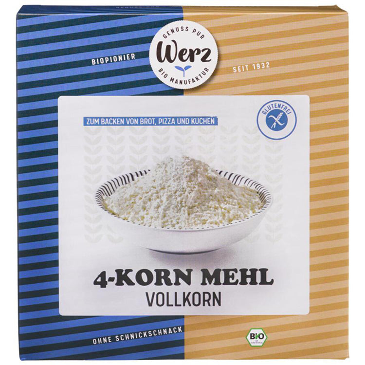 Werz 4-Korn Vollkorn Mehl Backmischung glutenfrei weizenfrei Zöliakie